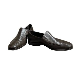 Bruno Magli Men's Brown Leather Slip On Loafers US 8 Narrow Italy